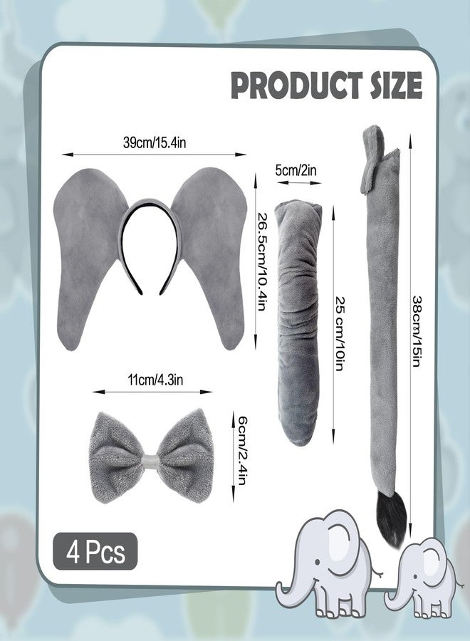 Baaxxango 4 Pcs Elephant Costume Kids,Elephant Ears Headband Nose Bowtie and Tail Costume Accessories,Elephant Accessories Set for Children Halloween Cosplay World Book Day - Image 2